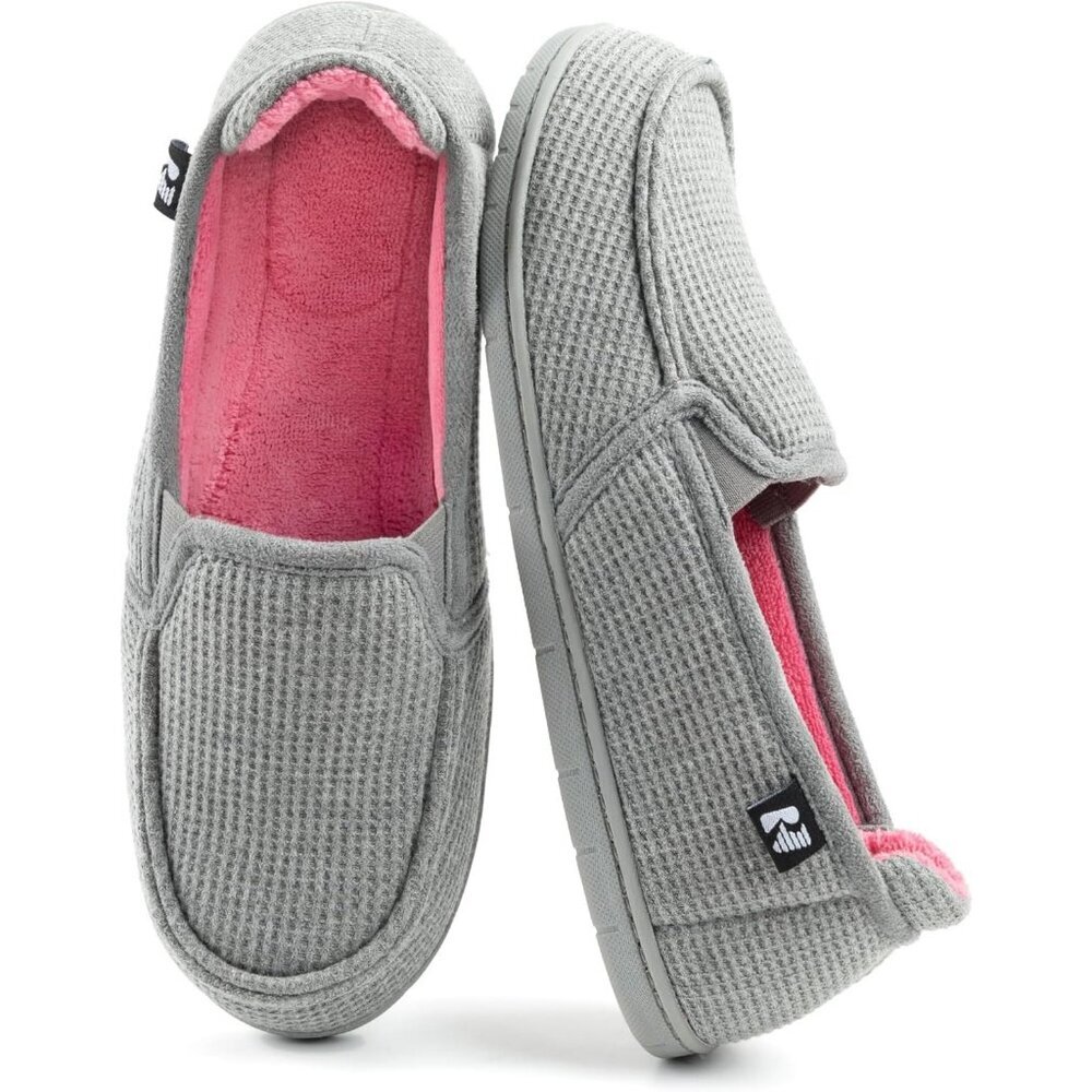 Women's Two Tone Gray Pink Hoodback Removable Rubber Insole Slipper Boot shoes